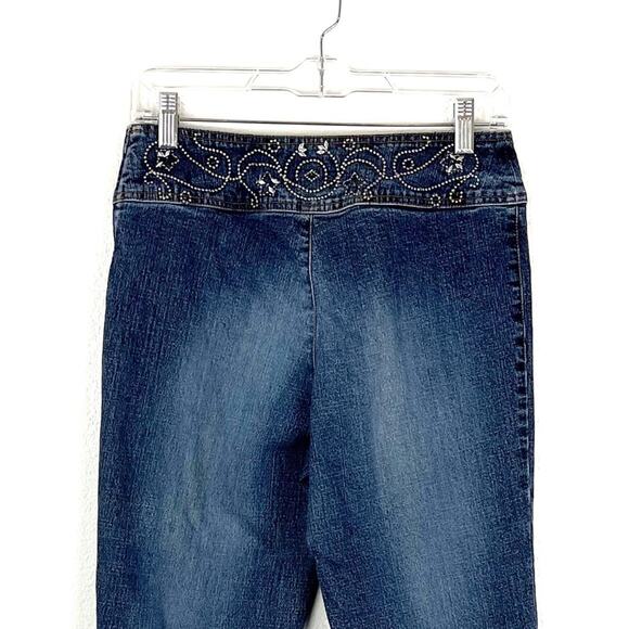 Vintage Jeans LA Blues Embellished Waist Flare Wide Leg Side Zip Y2K - Picture 4 of 10